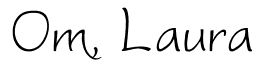 Handwritten text: Om Laura in black.