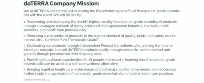A document outlining the ToTERRA company mission and product quality standards.