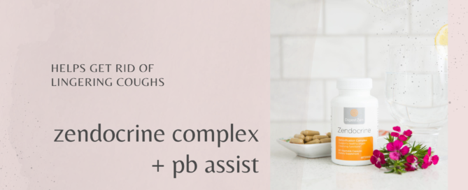 Endocrine complex and PB Assist supplements displayed for wellness.