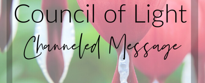 Bleeding Heart flower image with Heart Frequency Channeled message text.