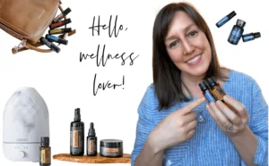 A woman holding wellness products with a welcoming smile. A woman holding wellness products with a welcoming smile.